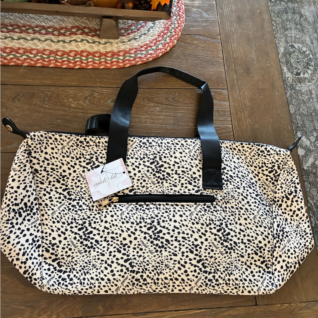 Mali + Lili Leopard Print Black And Cream Weekender Bag